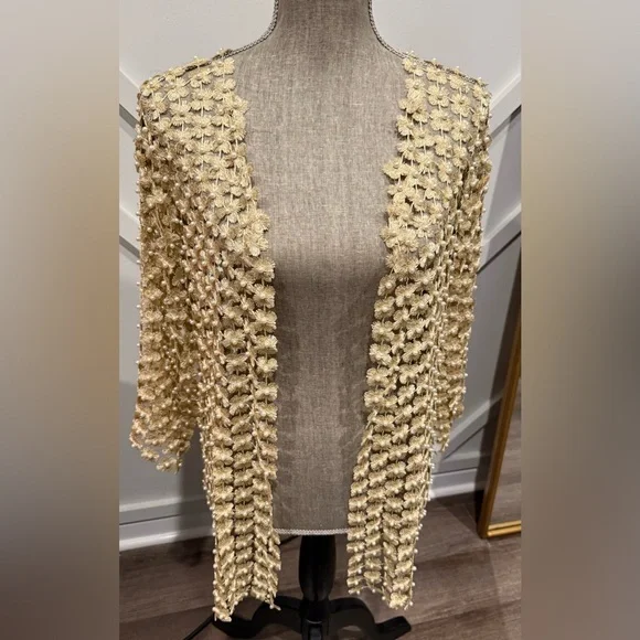 Boston Proper - Beautiful Metallic Pearl Duster – Gold – XS/S – Worn Once - Picture 4 of 7